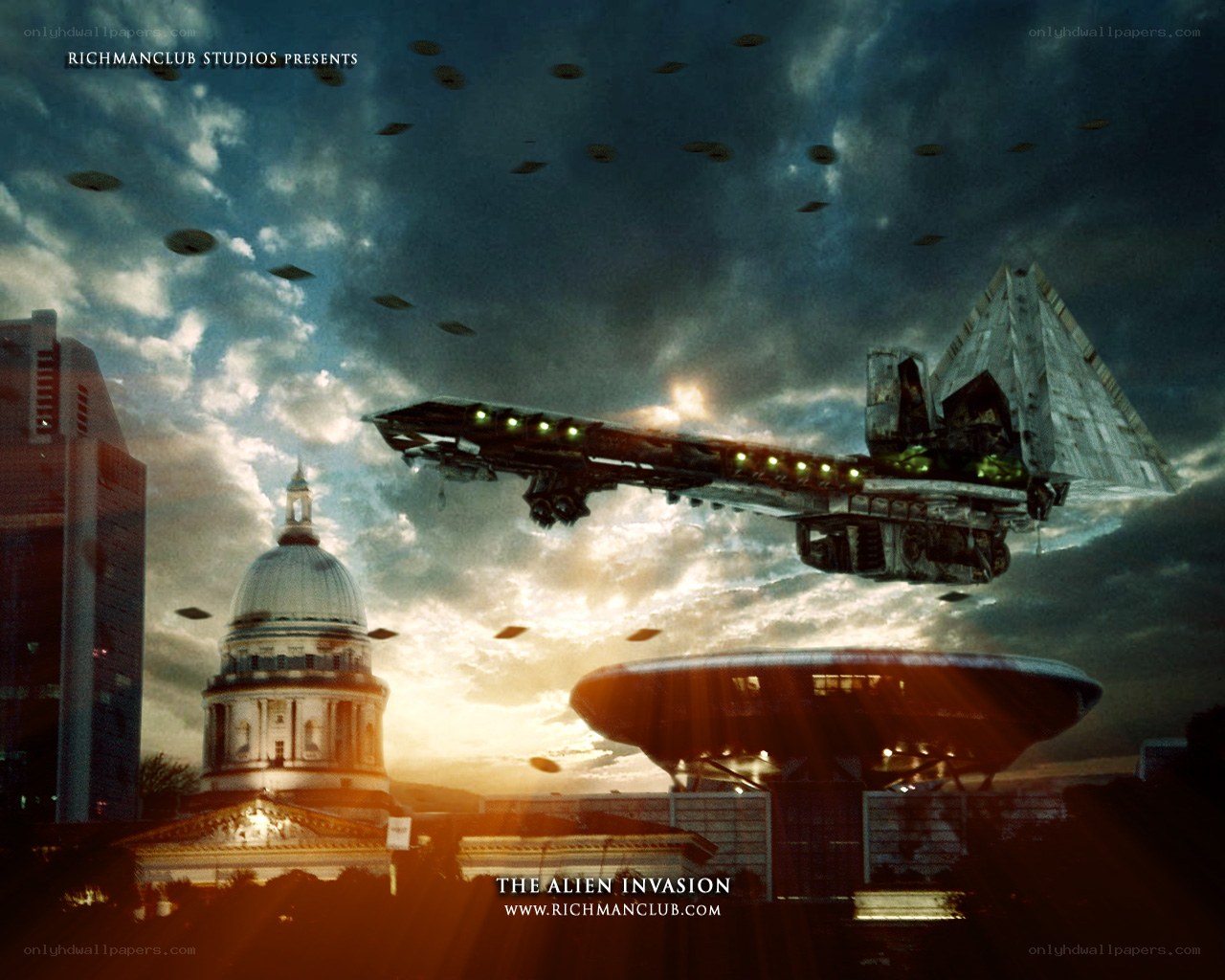 Alien Invasion Over City