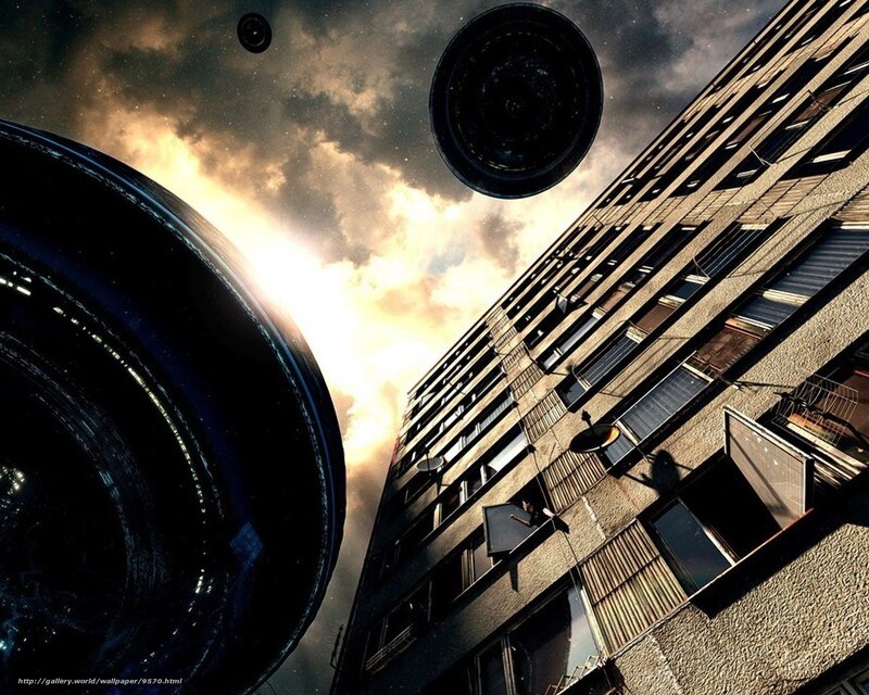 Alien invasion over city