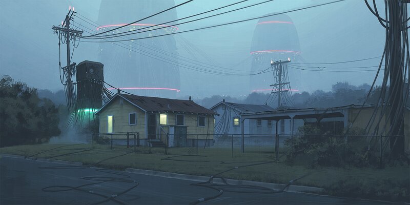 Alien Invasion over Houses