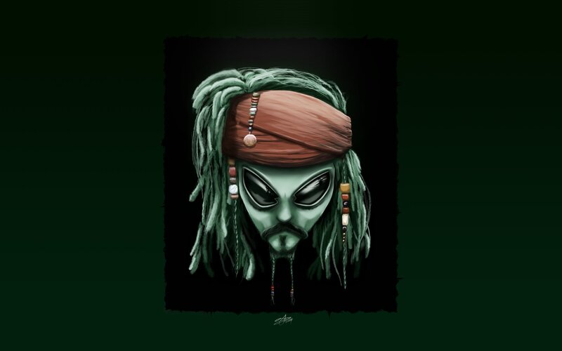 alien jack sparrow portrait