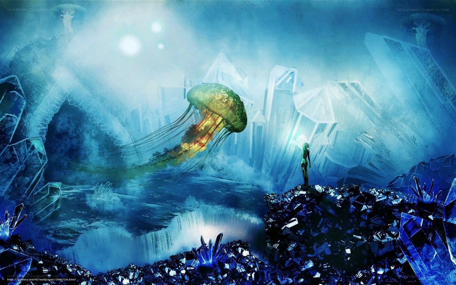 alien jellyfish in crystal cave