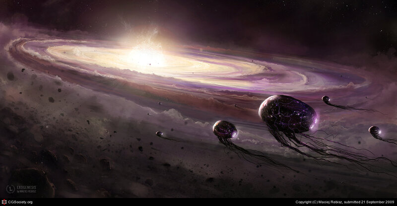Alien jellyfish in space