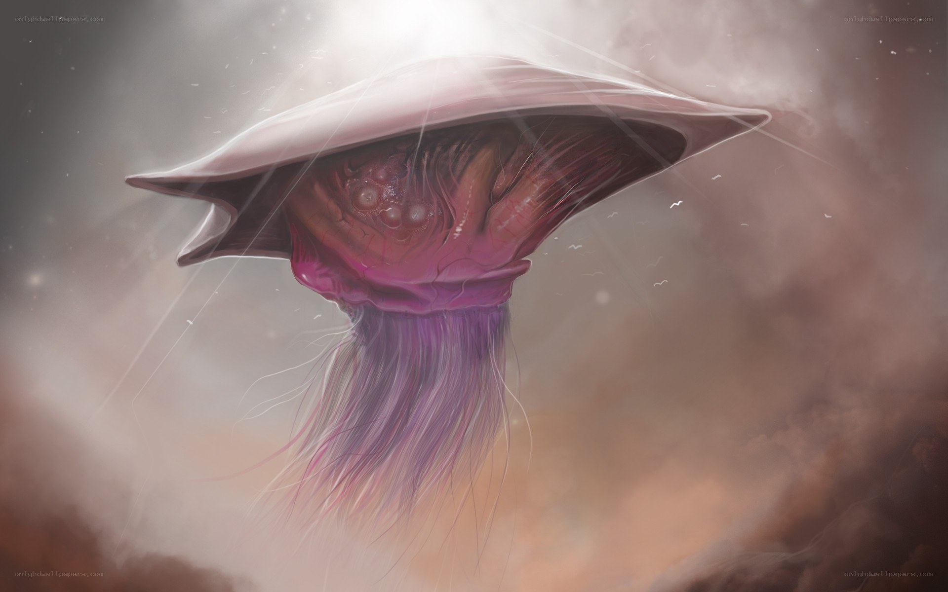 alien jellyfish in storm