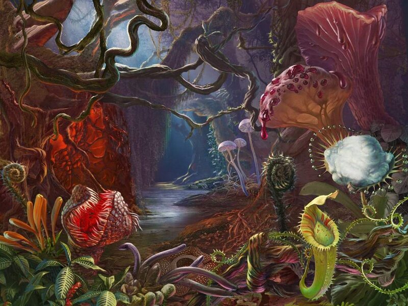 Alien Jungle Landscape — Green, Dark