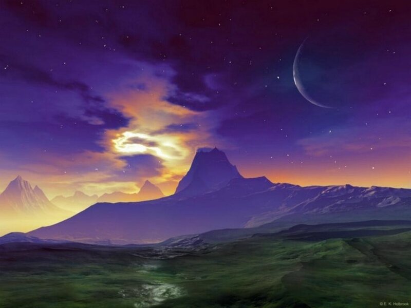 alien landscape at dusk