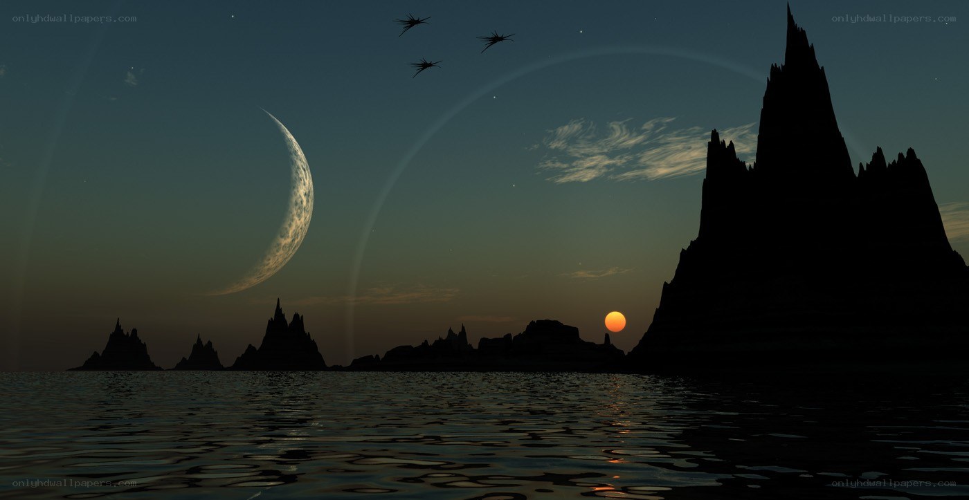 alien landscape at dusk