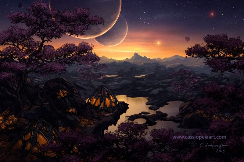 Alien Landscape at Dusk — Purple