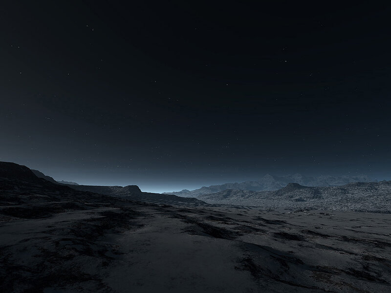 Alien Landscape at Night — Black, Serene