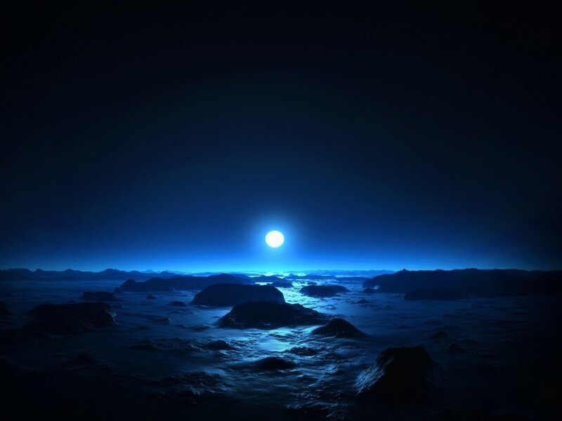 Alien Landscape at Night — Blue