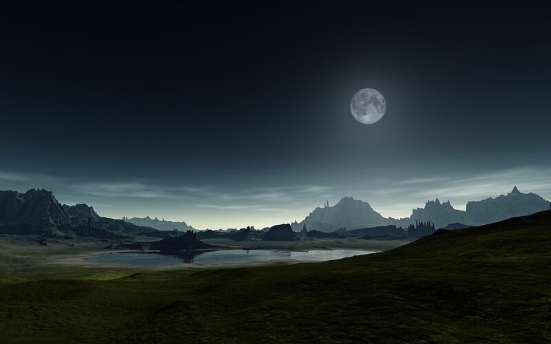 Alien Landscape at Night — Green