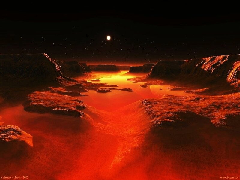 Alien Landscape at Night — Red
