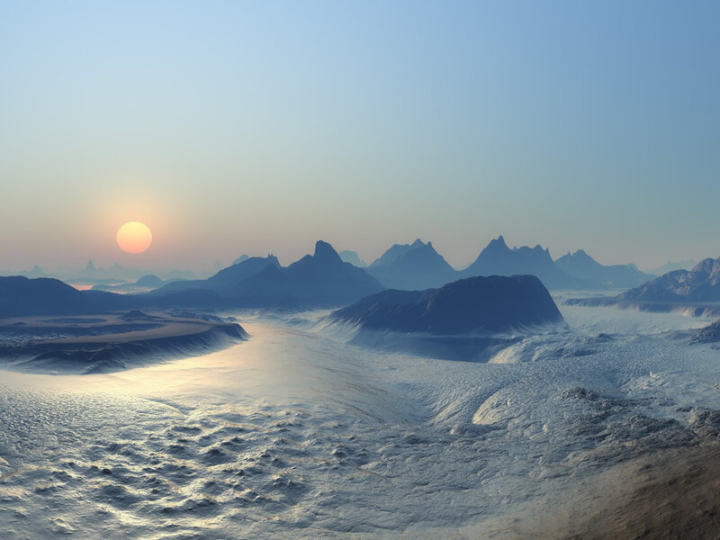 alien landscape at sunrise