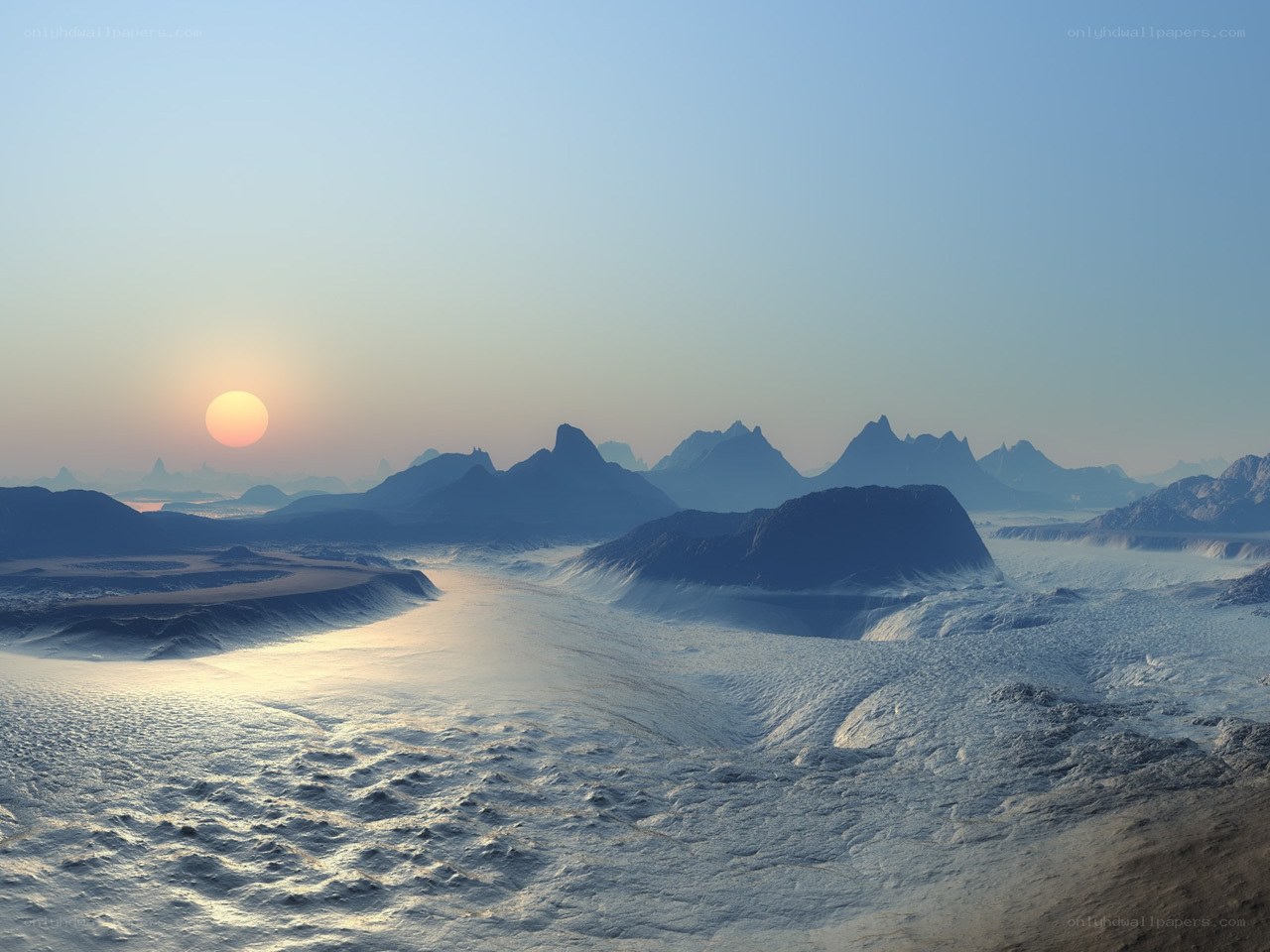 alien landscape at sunrise