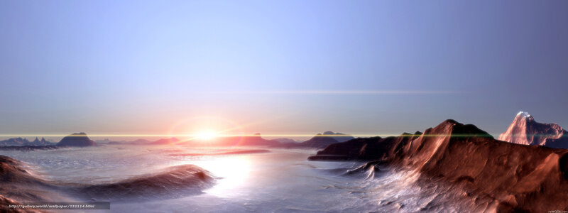 Alien Landscape at Sunrise — Blue, Serene, Digital Art