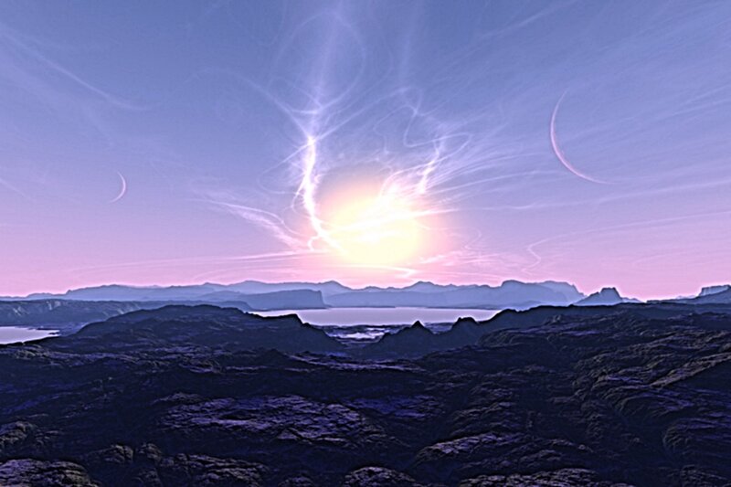 Alien Landscape at Sunrise — Purple, Serene