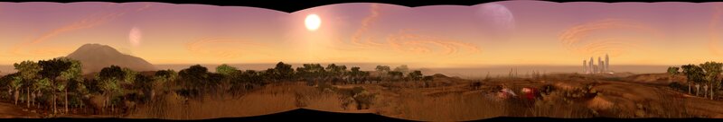 alien landscape at sunset