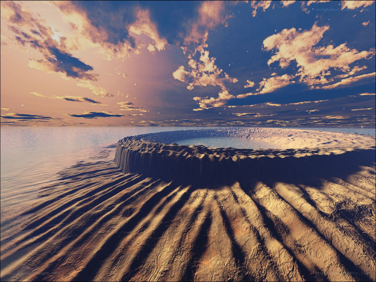alien landscape at sunset