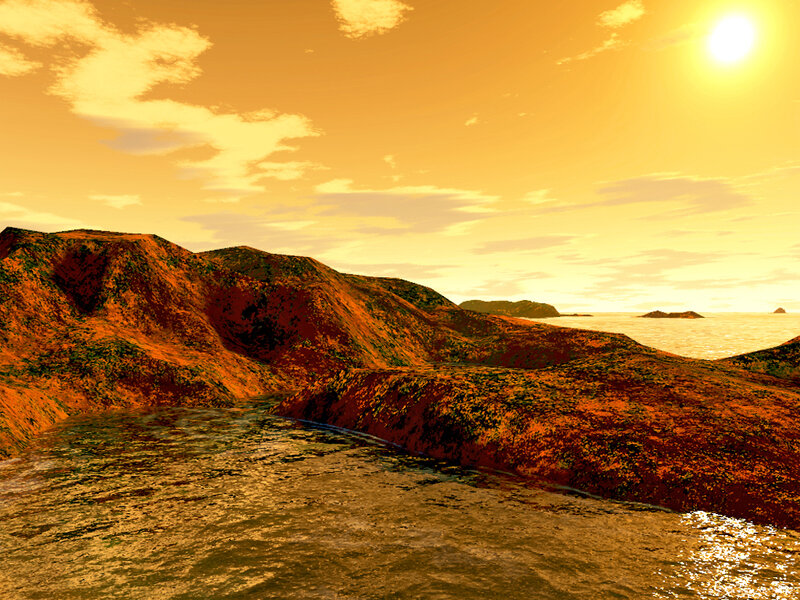 Alien Landscape at Sunset — Orange, Serene