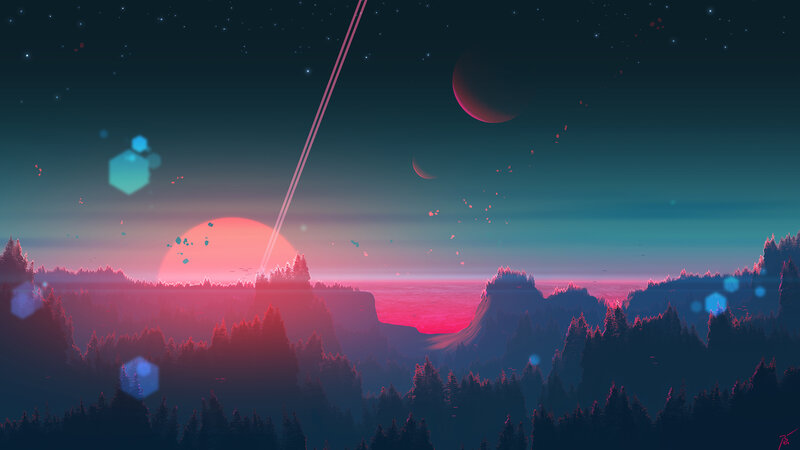 Alien Landscape at Sunset — Pink