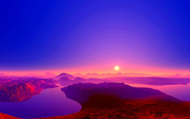 Alien Landscape at Sunset — Purple, Serene