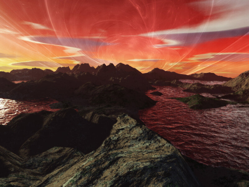Alien Landscape at Sunset — Red