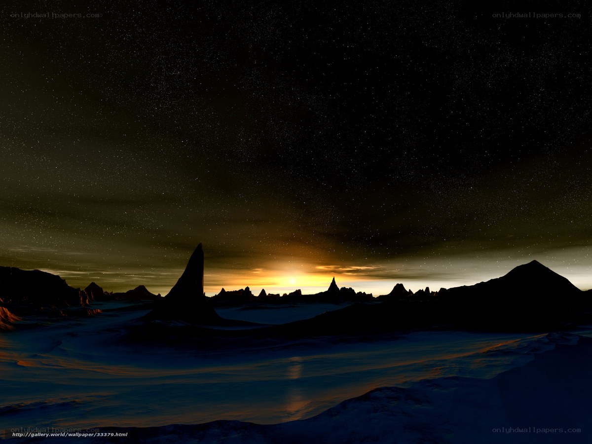 alien landscape at sunset