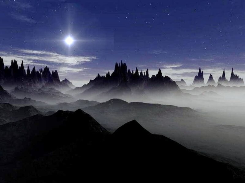 alien landscape under bright star