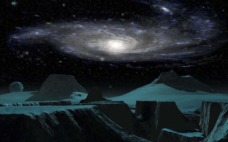 Alien Landscape under Galaxy