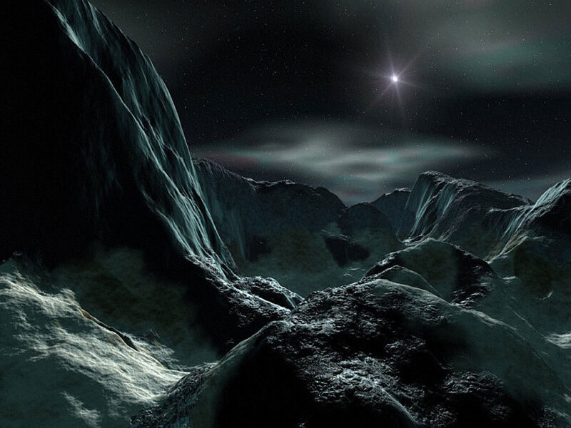 alien landscape under starlight