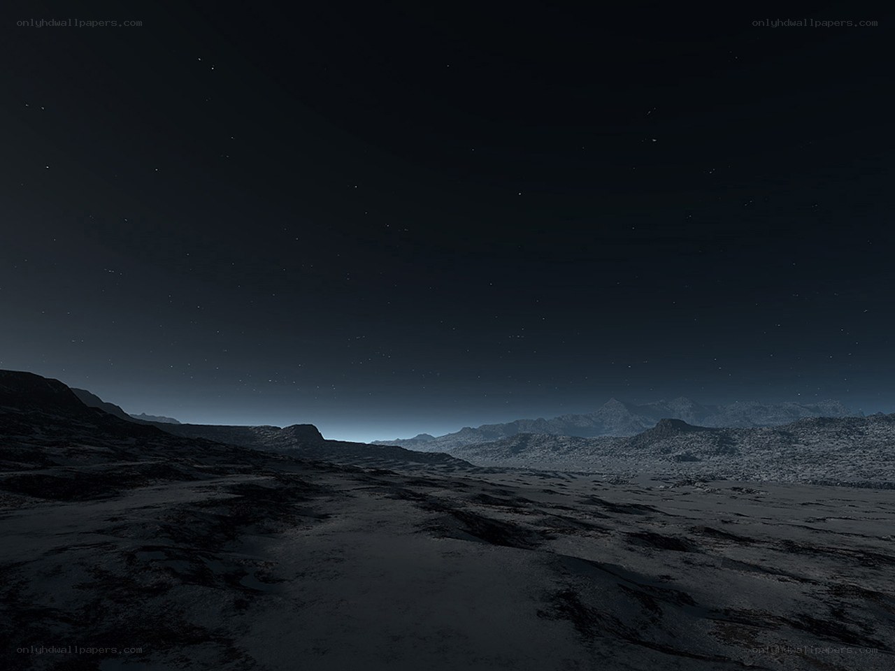 alien landscape under starry sky