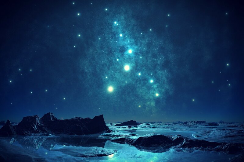 Alien Landscape under Stars — Blue