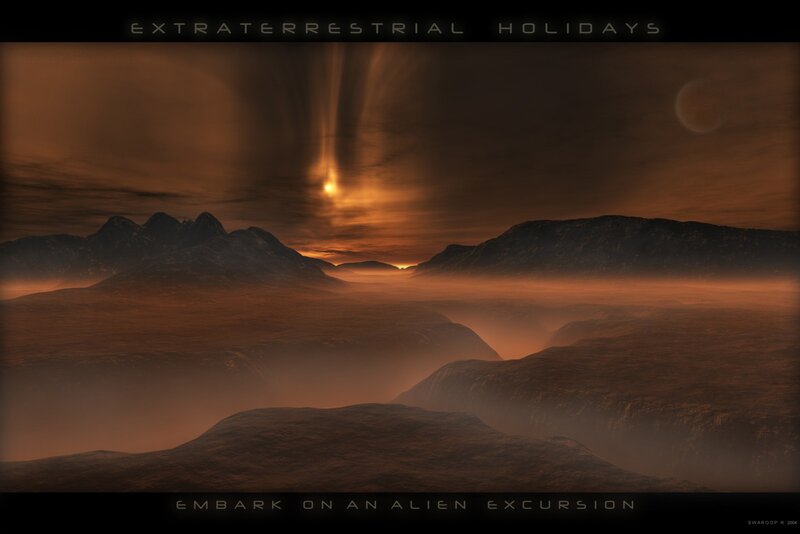 Alien landscape with alien sun