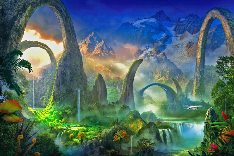 Alien Landscape with Arches — Green