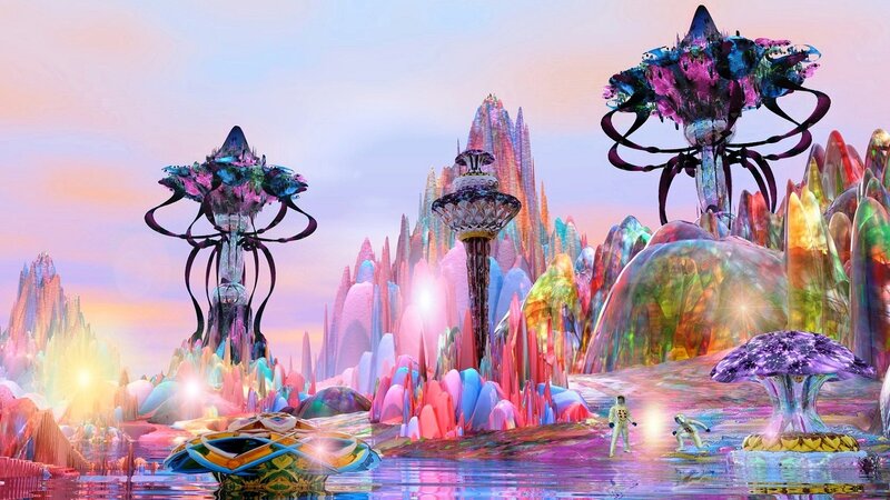 Alien Landscape with Astronauts