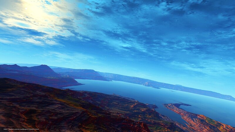 alien landscape with blue sky