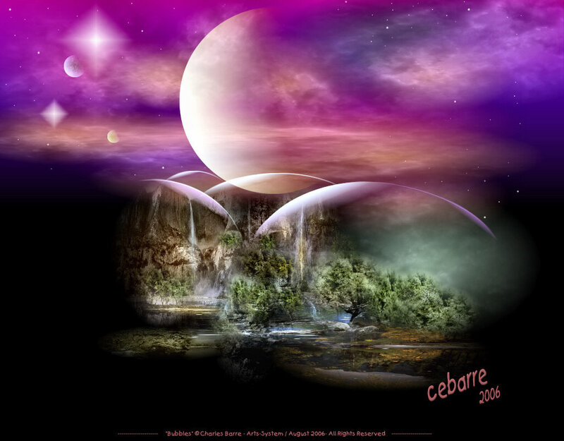 Alien Landscape with Bubbles
