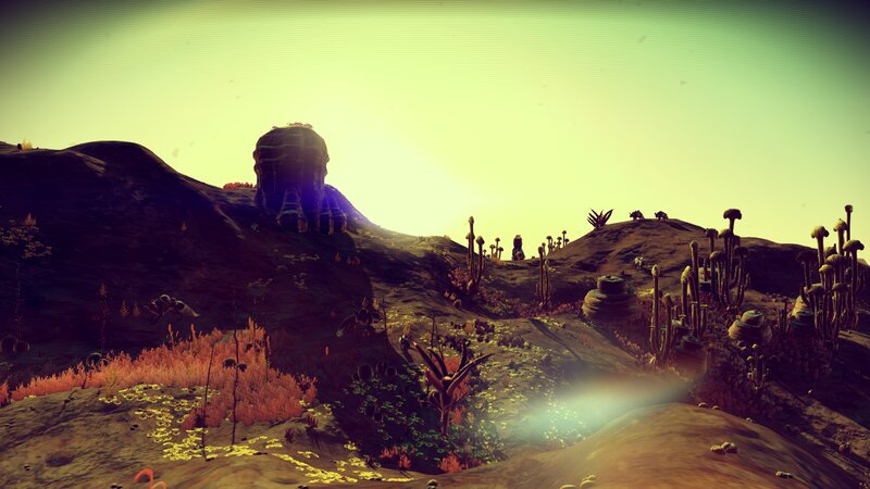 Alien Landscape with Cacti — Yellow
