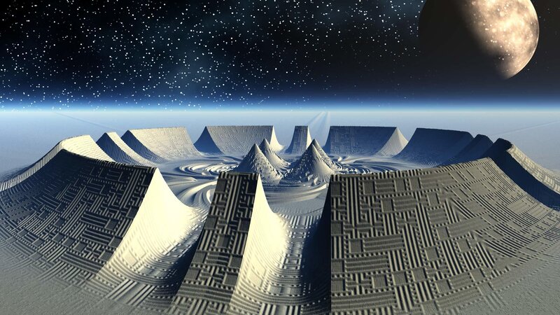 alien landscape with circuit patterns