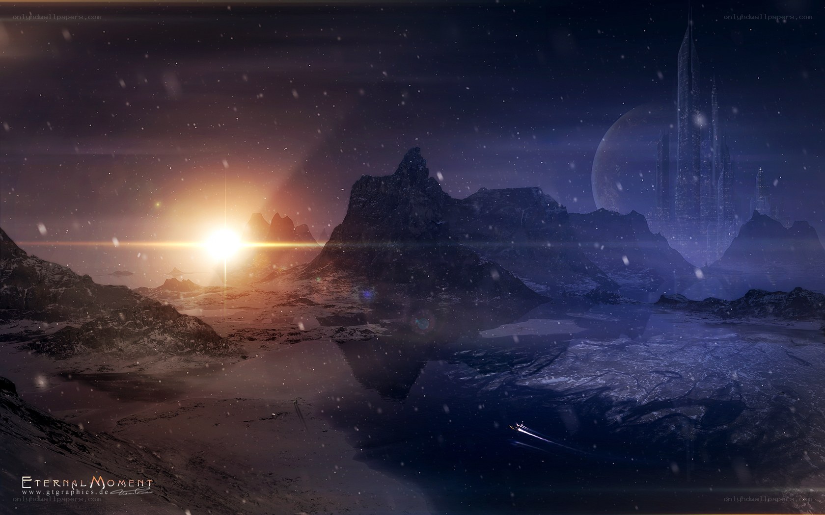 alien landscape with city