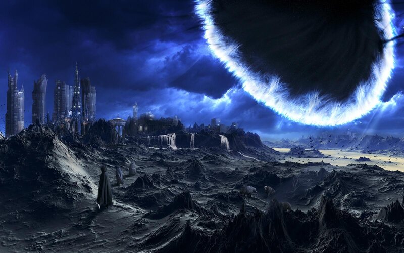 Alien Landscape with City — Blue