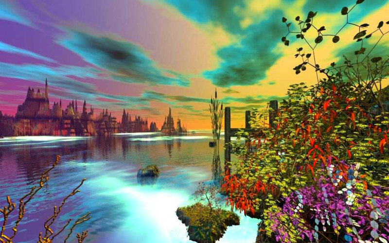 Alien Landscape with City — Purple
