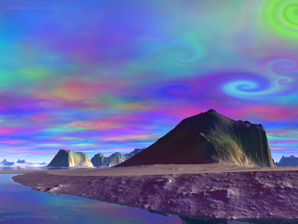 alien landscape with colorful sky