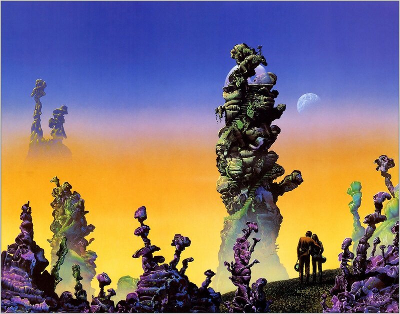 alien landscape with couple