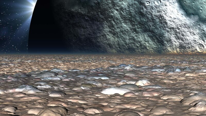 alien landscape with cratered moon