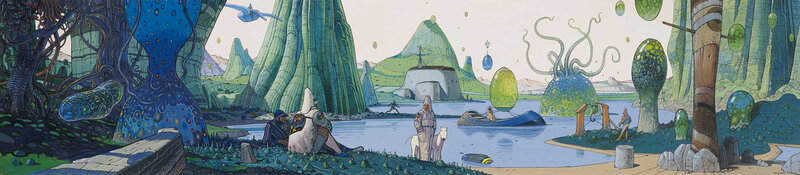 alien landscape with creatures