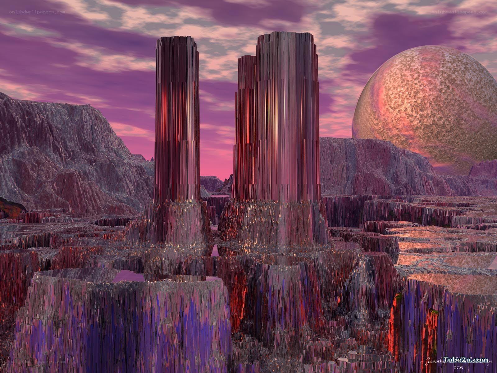 alien landscape with crystal towers