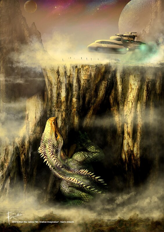 Alien landscape with dragon