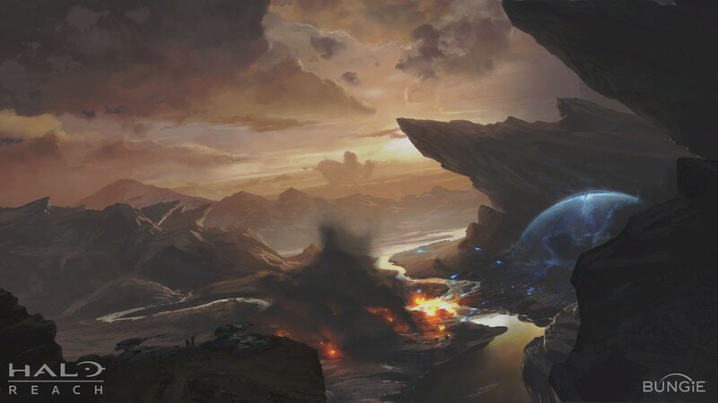 Alien Landscape with Explosion