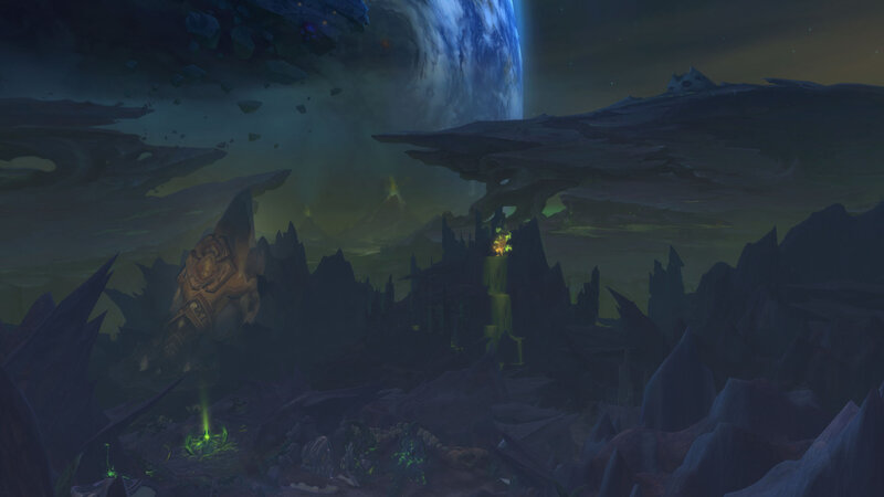 Alien Landscape with Floating Rocks — Dark Blue