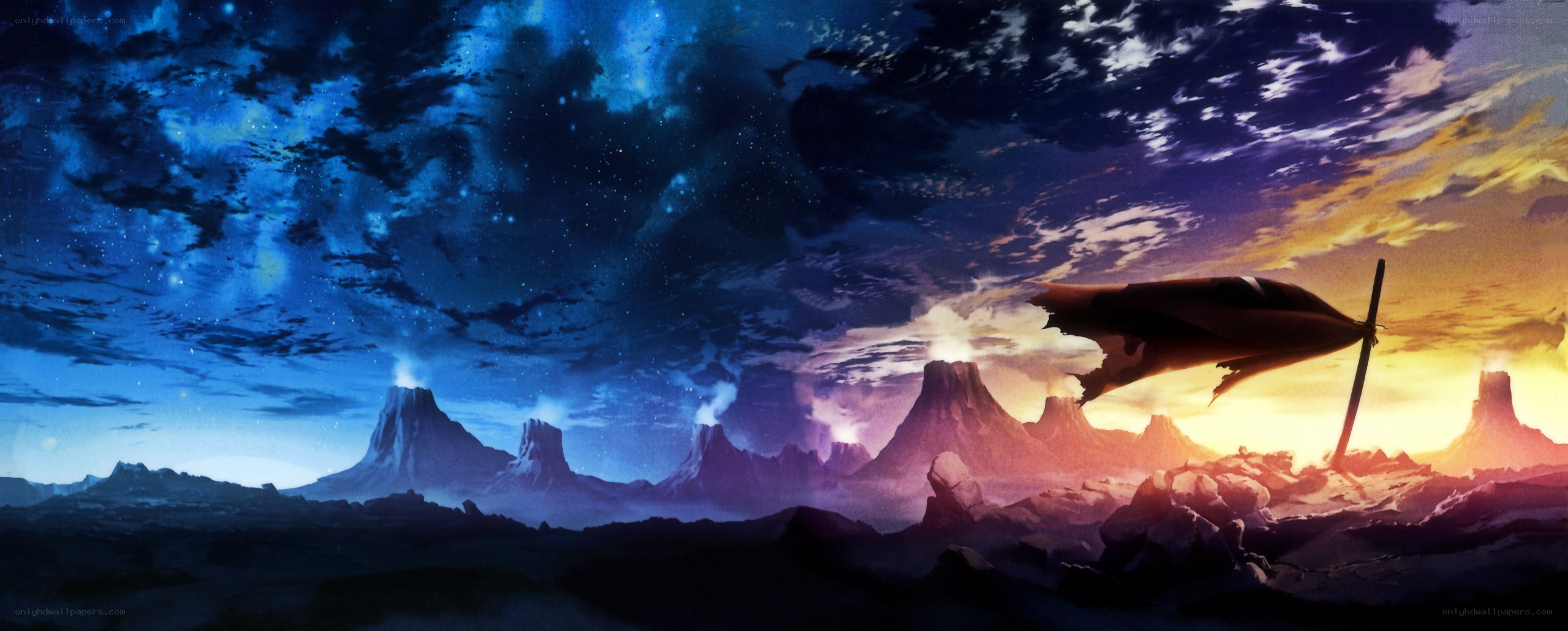 alien landscape with flying ship